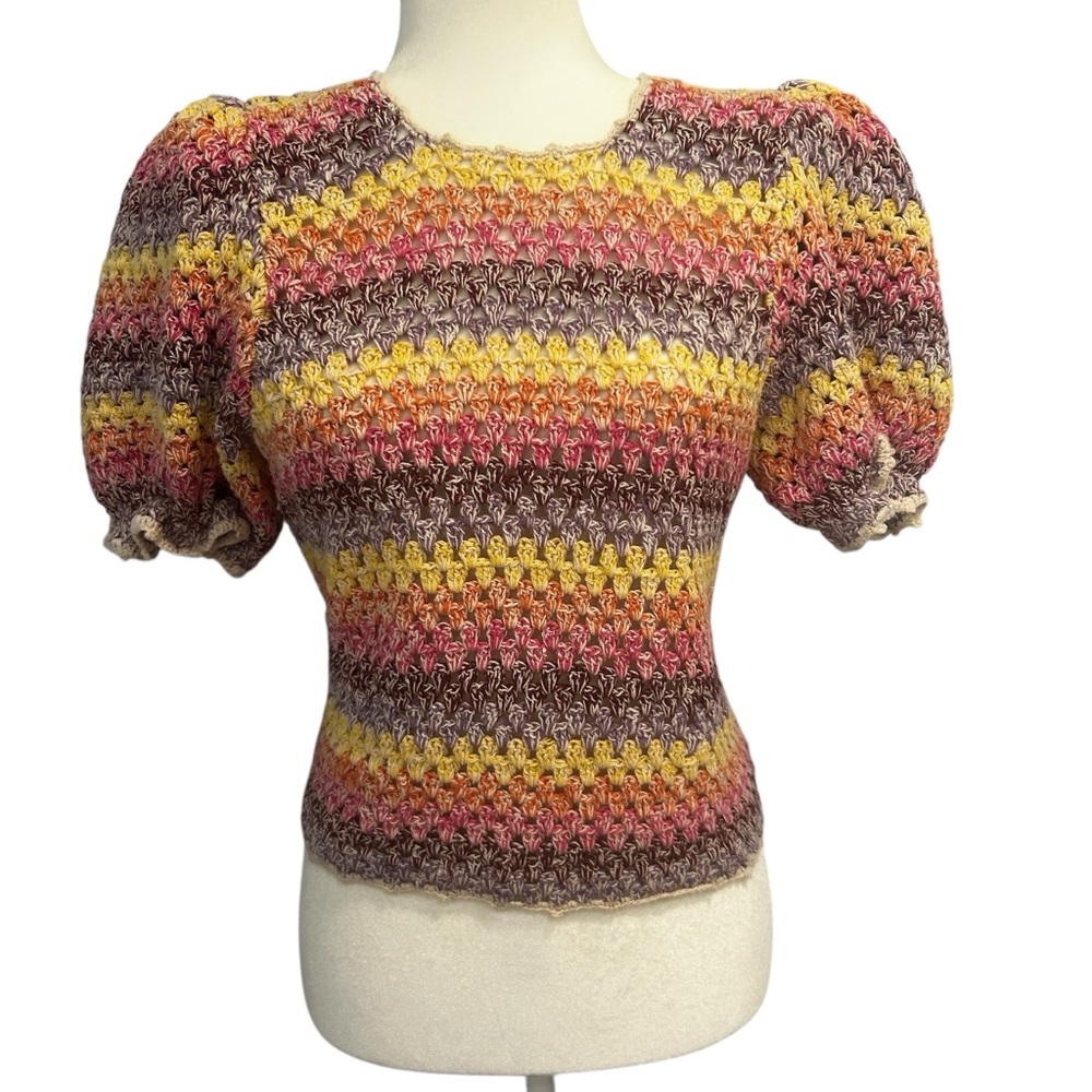 Saylor Crochet REBA Top women Size Small boho festival New  colorful hippiechic